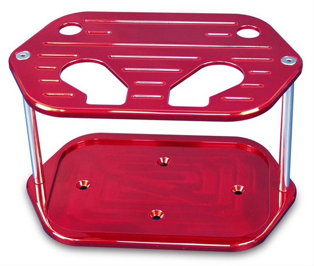 Custom Red Powdercoated BallMill Billet Optima Battery Tray 34